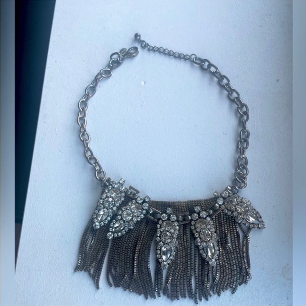 Express Rhinestone Fringe Necklace - Picture 2 of 3